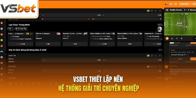 VSBET thiết lập nên hệ thống giải trí chuyên nghiệp